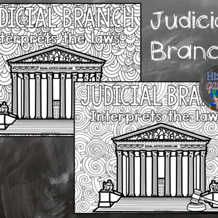 3 Branches of Government Zen Coloring Pages - By History Gal