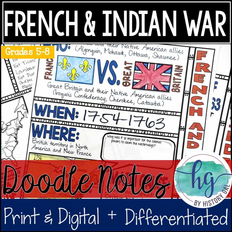 French and Indian War Doodle Notes and Digital Guided Notes