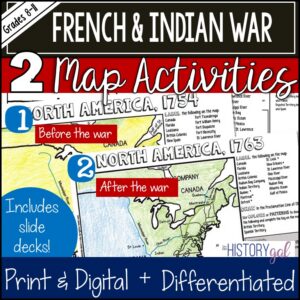 French and Indian War Map Activity (Print and Digital)