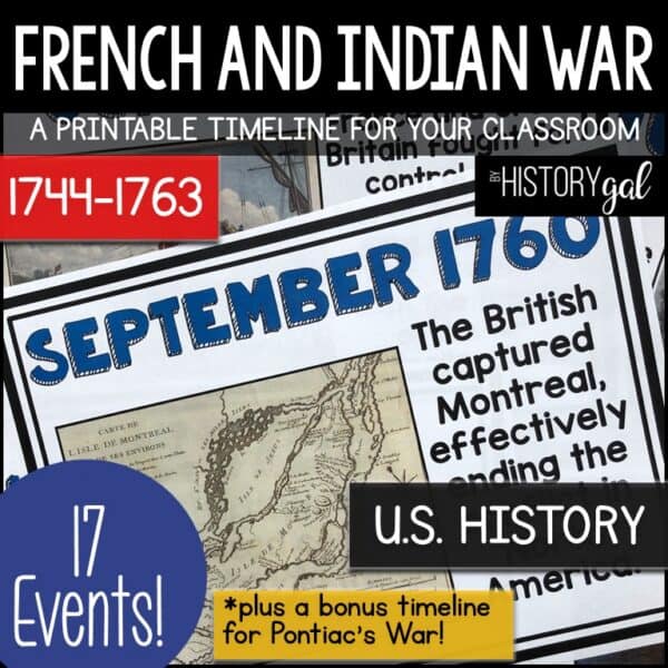 French and Indian War Timeline {A Printable for Your Classroom} - By ...