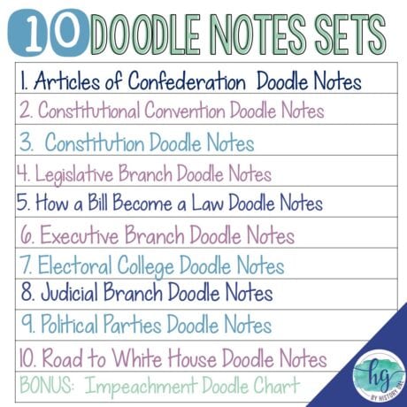 Civics Doodle Notes and Digital Guided Notes Bundle - By History Gal
