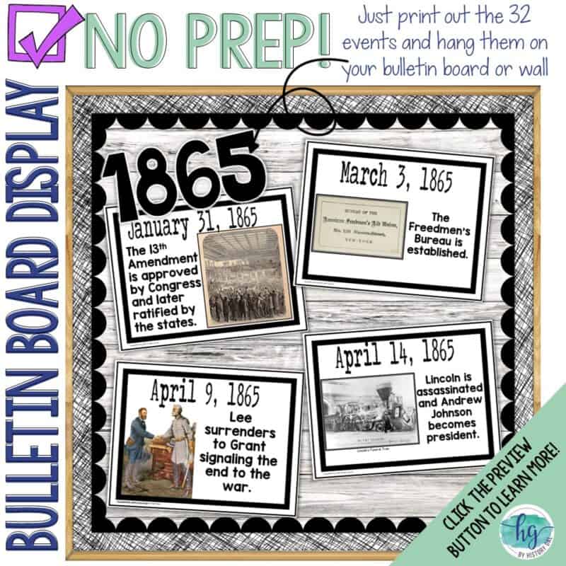 Reconstruction Timeline Printable for Bulletin Boards and History ...