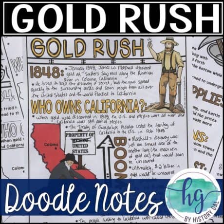 California Gold Rush Doodle Notes and Digital Guided Notes - By History Gal