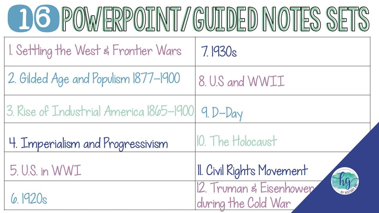 U.S. History PowerPoint and Guided Notes Bundle #2 from 1877 - Image 3