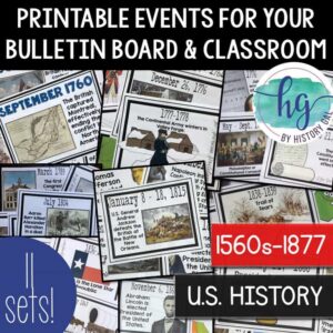 U.S. History to 1877 Timeline Printable Bundle for Bulletin Boards