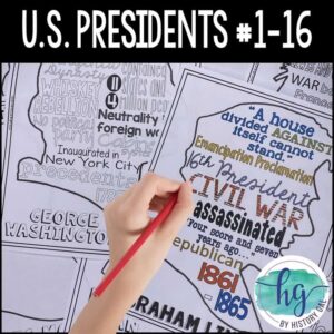 U.S. Presidents Word Cloud Activities Bundle 1789-1865 (Washington-Lincoln)