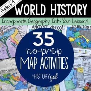 World History Map Activities Bundle for Ancient & Modern World Lessons