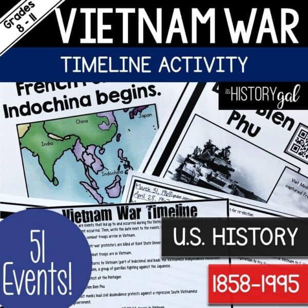 Vietnam War Timeline Activity | US History | Print & Digital Worksheets ...
