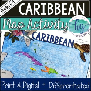Caribbean Islands Countries & Capitals Map Activity w/ blank maps color & label